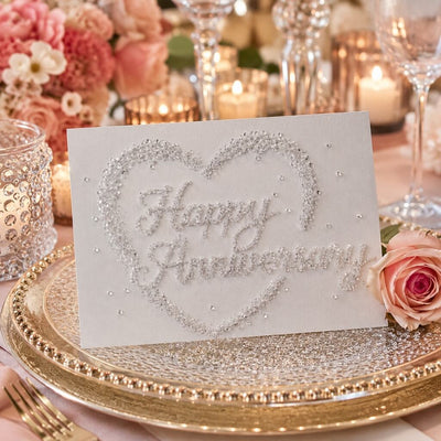 Happy Anniversary sign with a glitter heart and rose - thumbnail number 5