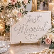 Just Married sign with glitter letters and flowers - thumbnail number 6