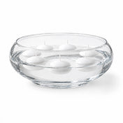Floating unlit white candles in the Lily Bowl 12" isolated on a solid white background - thumbnail number 2