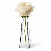 A 6 oz. pyramid glass bottle with a white rose and greenery on a white background - thumbnail number 2