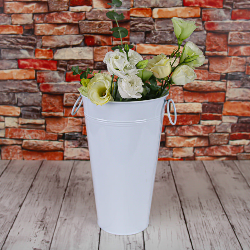 11" White Flower Market Buckets with handles - thumbnail number 1
