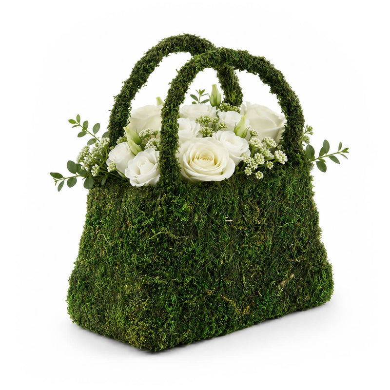 Natural preserved moss purse planter on a white background - thumbnail number 2