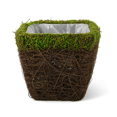 Wicker and Moss Square Pot 5"