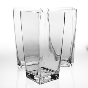 Richland Tapered Square Glass Vase 9" Set of 3