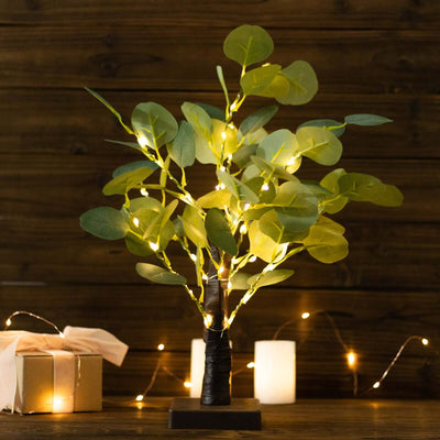 Artificial Eucalyptus Lighted Tree 17" Green – 50 Warm White LED Battery Operated Tabletop Fairy Lights - thumbnail number 2