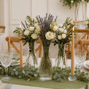 8" Milk Bottle Vase set with lavender and white roses on a garden-themed table - thumbnail number 4