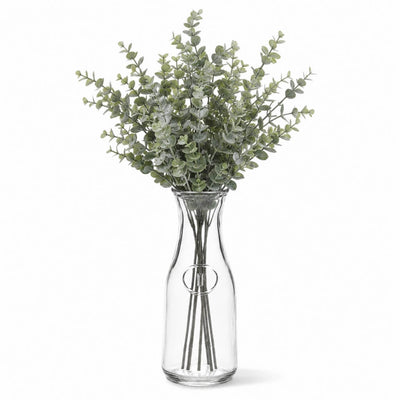 8" Milk Bottle Vase with a bundle of green eucalyptus stems - thumbnail number 2