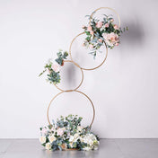 5ft Gold Hoop Pillar Flower Stand – 4-Tier Metal Wreath Arch Wedding Table Centerpiece - thumbnail number 2