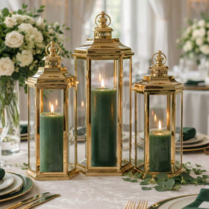 Richland Pillar Candles 3"x6" Dark Green Set of 24