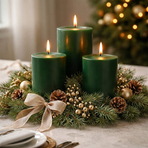 Richland Pillar Candles 3"x6" Dark Green Set of 24