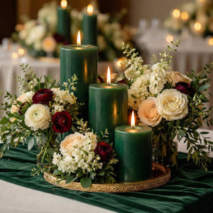 Richland Pillar Candles 3"x6" Dark Green Set of 24