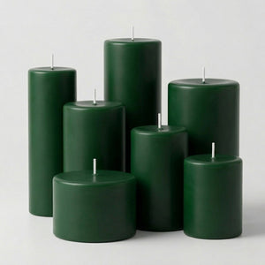 Richland Pillar Candles 3"x6" Dark Green Set of 24