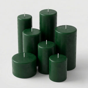Richland Pillar Candles 3"x6" Dark Green Set of 24
