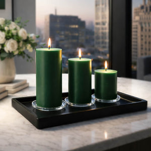 Richland Pillar Candles 3"x6" Dark Green Set of 24