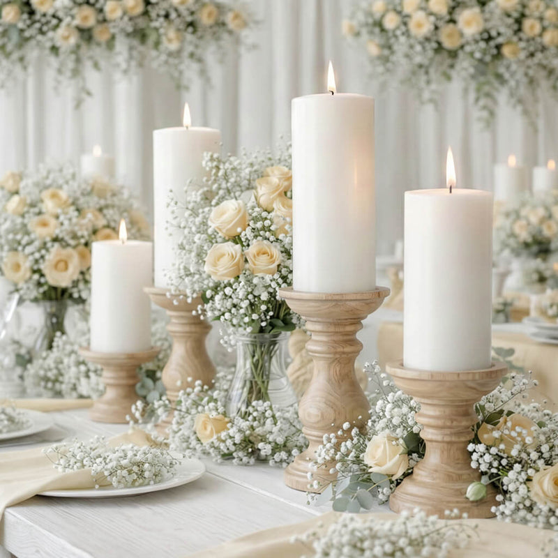 Richland Pillar Candles 3"x3", 3"x6" & 3"x9" White Set of 36 - thumbnail number 4