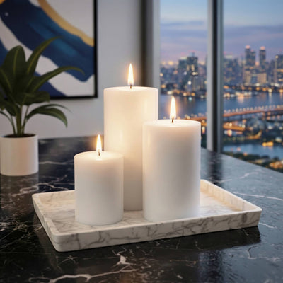 Richland Pillar Candles 3"x3", 3"x6" & 3"x9" White Set of 36 - thumbnail number 7