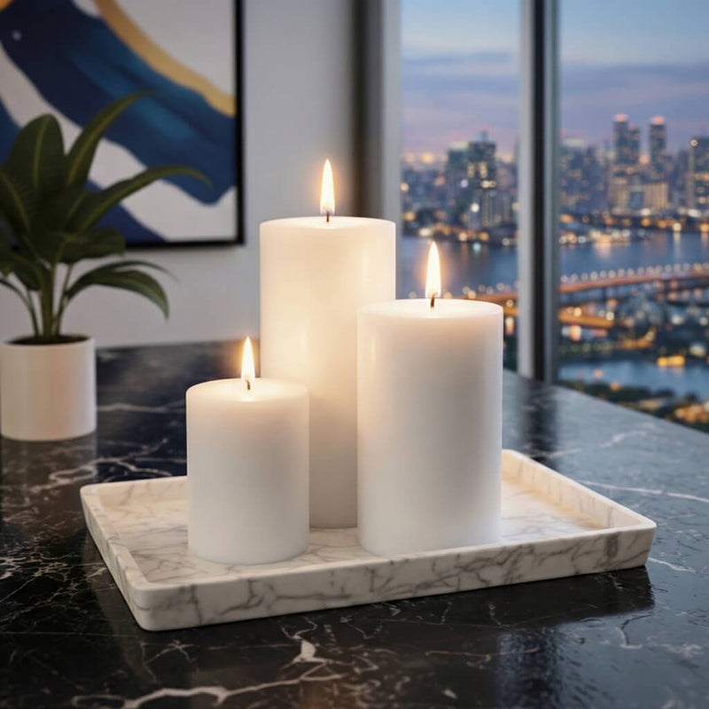 Richland Pillar Candles 3"x3", 3"x6" & 3"x9" White Set of 36 - thumbnail number 7