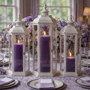 Richland Pillar Candles 3"x3", 3"x6" & 3"x9" Purple Set of 12 - thumbnail number 4