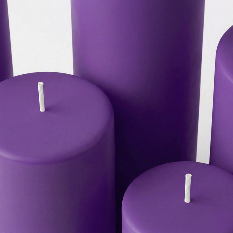 Richland Pillar Candles 3"x3", 3"x6" & 3"x9" Purple Set of 12 - thumbnail number 3