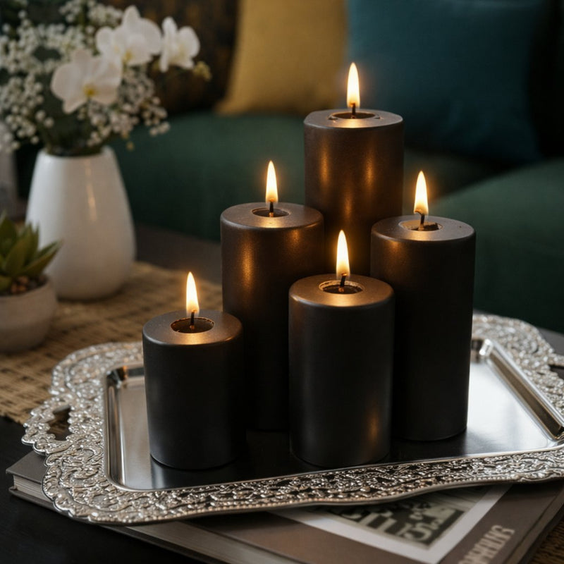Richland Pillar Candles 3"x3" Black Set of 12 - thumbnail number 10