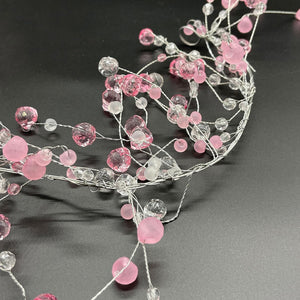 Hint of Pink Wired Crystal Garland 42"
