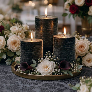 Richland Rustic Pillar Candle 3"x 6" Black Set of 24