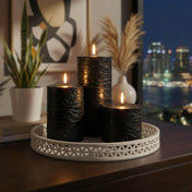 Richland Rustic Pillar Candle 3"x3", 3"x6" & 3"x9" Black Set of 3 - thumbnail number 6