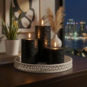 Richland Rustic Pillar Candle 3"x 6" Black Set of 24