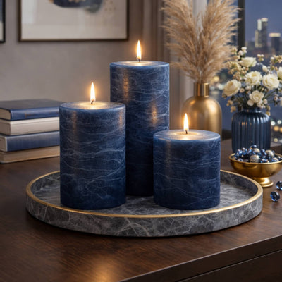 Richland Rustic Pillar Candle 3"x 3" Navy Blue - thumbnail number 10