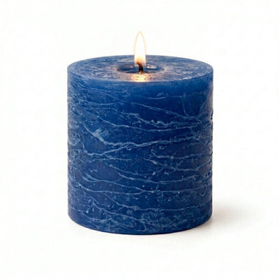 Richland Rustic Pillar Candle 3"x 3" Navy Blue - thumbnail number 2