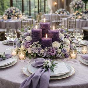 Richland Rustic Pillar Candle 3"x 9" Purple Set of 24