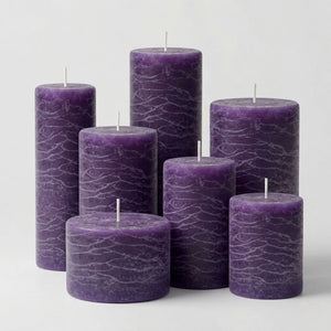Richland Rustic Pillar Candle 3"x 9" Purple Set of 24