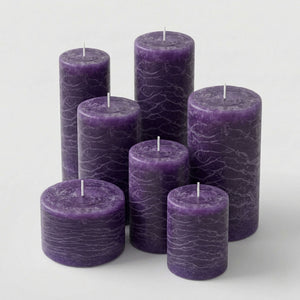 Richland Rustic Pillar Candle 3"x 9" Purple Set of 24