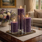 Richland Rustic Pillar Candle 3"x3", 3"x6" & 3"x9" Purple Set of 36 - thumbnail number 8