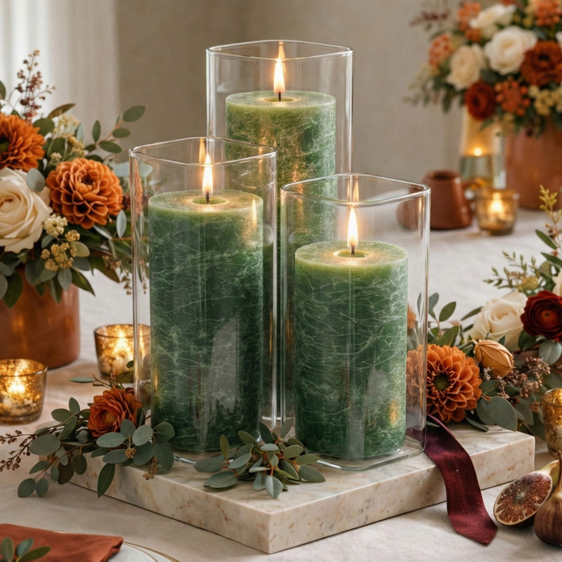 Richland Rustic Pillar Candle 3"x 3" Dark Green - thumbnail number 7