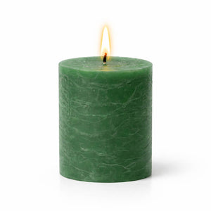 Richland Rustic Pillar Candle 3"x 3" Dark Green Set of 48