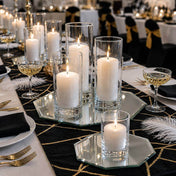 8-inch octagonal table mirror with beveled edges as a black-and-gold wedding centerpiece - thumbnail number 3
