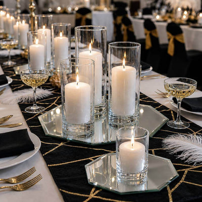 8-inch octagonal table mirror with beveled edges as a black-and-gold wedding centerpiece - thumbnail number 3