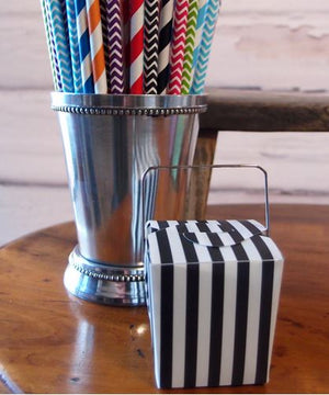 Black and White Striped Take Out Boxes 2in (Pack of 12)