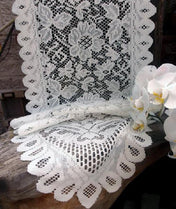Floral Lace Table Runner Ivory 13" x 96" - thumbnail number 2