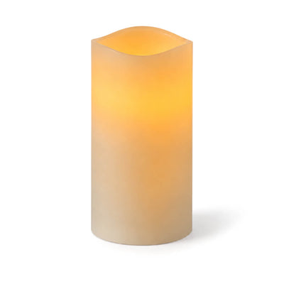 Glowing white flameless LED pillar candle with wavy top - thumbnail number 2