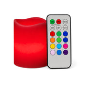 Small red LED pillar candle with remote on white background - thumbnail number 7