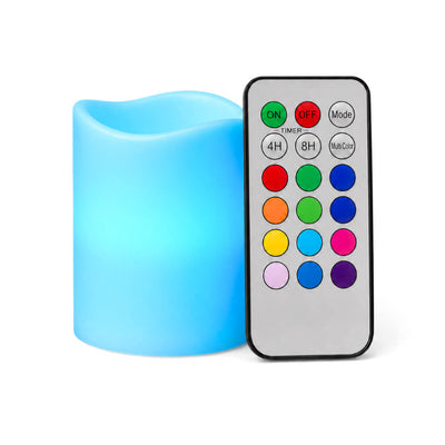 Small blue battery-operated pillar candle with remote control - thumbnail number 3