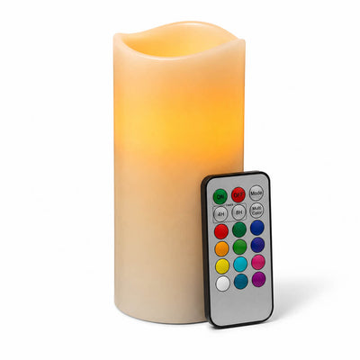 Glowing orange LED candle with remote isolated on white - thumbnail number 2