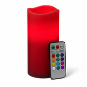 Flameless red pillar candle with color remote on white surface - thumbnail number 3