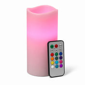 Flameless pink pillar candle with color remote on white surface - thumbnail number 4