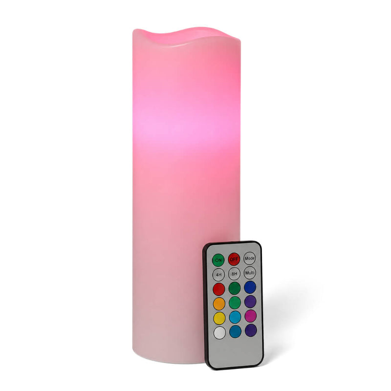 Pink LED pillar candle with remote control on white background - thumbnail number 10