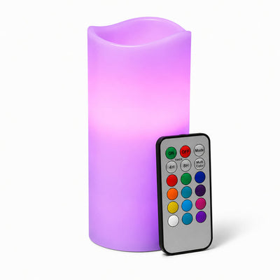 Lavender battery-operated pillar candle with remote control - thumbnail number 5