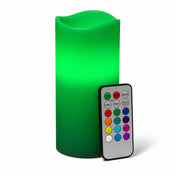 Green LED pillar candle with remote control on white background - thumbnail number 8