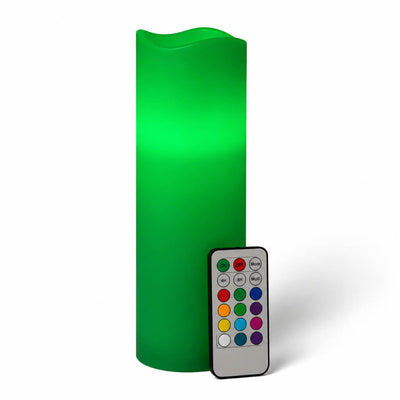 Green battery-operated pillar candle with remote control - thumbnail number 2
